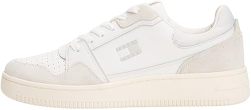 Tommy Jeans Tjw Retro Basket - Tenis para Mujer En0en02818 de caña Baja, Blanco Crudo Stratus Gris, 39 EU