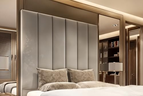 mm08enn Luxurious Design Panels Plush Velvet Headboards for Beds 30, 36 and 44 Height (Headboard Height 30, Cream, 5ft King Size)