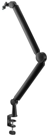 NanoRS Soporte de Micrófono Montaje en Mesa de 3/8 y 5/8 | Altura Regulable hasta 84,7 cm | Giratorio 360° | Gestión de Cables Integrada | Conducto para Cables | Carga máx. 1 kg | RS421