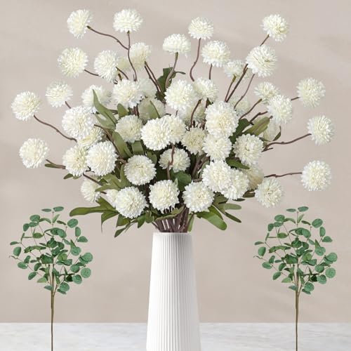 SOMYTING Künstliche Keine Chrysanthemen 12 Stück Künstliche Pflanzen Blumen Deko Seidenblumen Hortensien Blumenarrangements Kernstück Hochzeit Blumenstrauß Garten Party Deco (Weiß)
