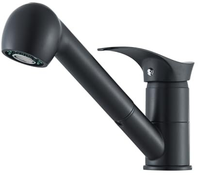 Robinet Cuisine Noir,Mitigeur Cuisine avec Douchette Monocommande,Robinet Pivotant À 360° pour 1 Trou,2 Modes de Pulvérisation,Laiton