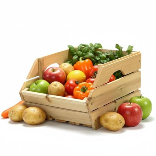 Mucola Kartoffelkiste 38x27x20 cm Universalkiste Vorratskiste mit Griffen Apfelkiste Obstkiste | stapelbar | Weinkiste Gemüsekiste Holzkiste