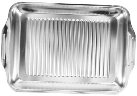 Toddmomy Plat Rectangulaire Acier Inoxydable Pour Barbecue Plat à Poisson Grillé Support Pour Aliments Assiette à Rôtir Métal
