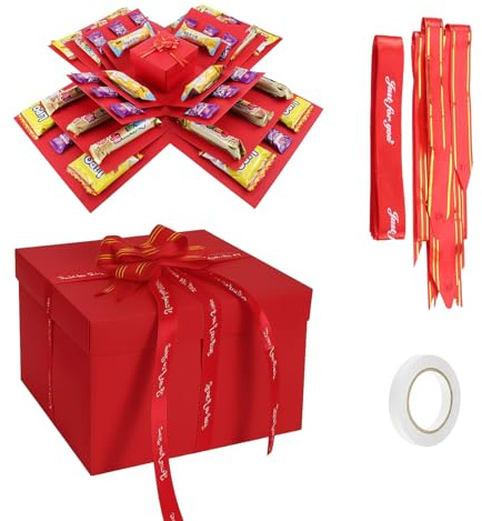 Überraschung Box, 5-lagige Kreative Geschenkbox Explosionsbox, DIY Handgemachte Exploexplodierende Box Aufklappbar für Valentinstagsgeschenke, Geburtstag, Weihnachten