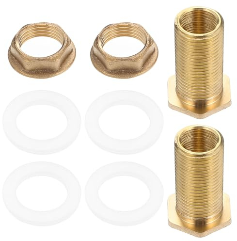 Kichvoe Raccordo Passante in Ottone 3/8 Femmina 1/2 Maschio Guarnizione in Silicone, Connettore per Paratia Serbatoio e Tubo Flessibile, Set da 2 Pezzi per Impianti Idraulici e Raccolta