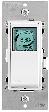 Leviton Decora Programmable and Astronomical Timer Switch for Lights and Motor Loads, Neutral Wire Required, Single Pole or 3-Way, VPT24-1PZ, White with Ivory and Light Almond Faceplates