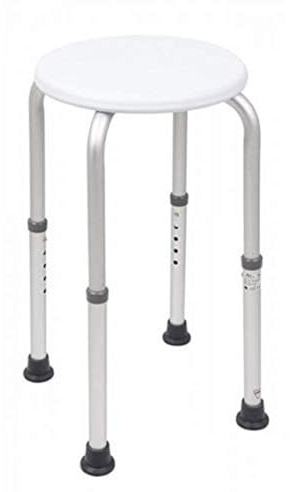 Homecraft Aluminium Shower Stool, Circular Seat, 50.8-61cm | Height-Adjustable Aluminium Shower Stool with Round Seat, Pre-Assembled for Immediate Use