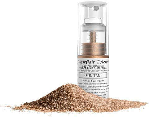 Sugarflair Powder Puff Edible Pump Spray Lustre Dust 10g - Sun Tan