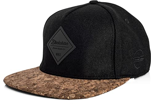 Blackskies® Legacy Snapback Cap | Unisex Baseball Mütze Kappe Herren Damen Kork Holz - Schwarz Braun