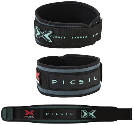 PICSIL - Ceinture Powerlifting en Cuir Synthétique, Support Lombaire pour Squat, Développé Couché et Deadlift, Réglable avec Velcro (Vert, S)
