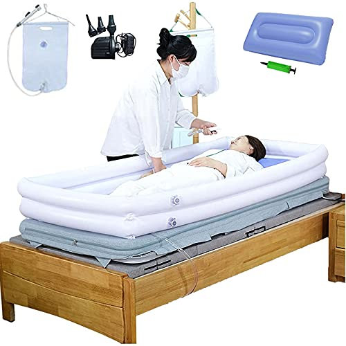 Winter Baignoire Gonflable Adulte médical, kit de Douche de Chevet, Baignoire en PVC pour Adultes avec Sac d'eau, Baignoire Portable pour Personnes âgées et handicapées