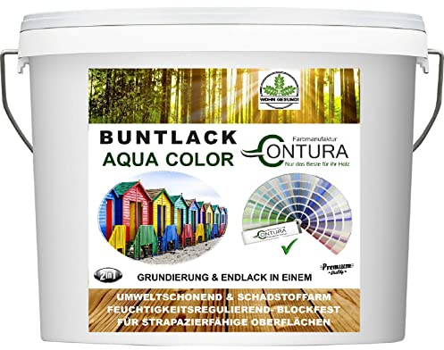 Buntlack Lackfarbe 2 Liter Lack Außen Innen Holz 2in1 Metall Farbe Holzlack Möbellack (RAL 7001 Silbergrau)