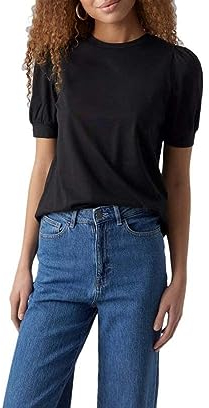 Vero Moda Damen Vmkerry 2/4 O-Neck Top VMA Noos Shirt, Schwarz, L EU