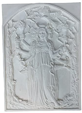 Hecate Hekate Greek Triple Goddess of Magic Bas Relief Wall Decor White
