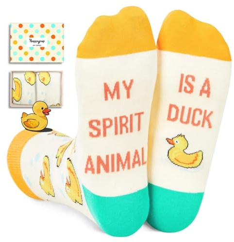 HAPPYPOP Rubber Duck Gifts - Duck Socks for Animal Lovers Cute Ducky Gifts for Teens Women Men