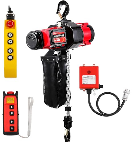 NEWTRY 2-Speed Electric Chain Hoist 2200lb, Pendant & Remote Control, 13ft/min & 22.3ft/min Brushless Overhead Crane Lift, G80 10ft Lifting Height Power Electric Hoists 110V