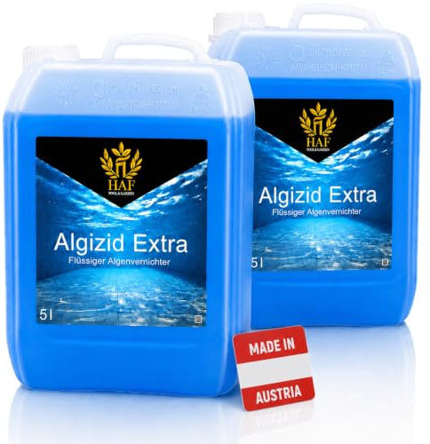 HAF Algizid Extra für Pool & Schwimmbad (2 x 5 Liter) – Algenvernichter und Algenverhüter gegen grünes Wasser – schnelle Algenbekämpfung und dauerhafte Algenprävention für Aufstellpool & Einbaupool