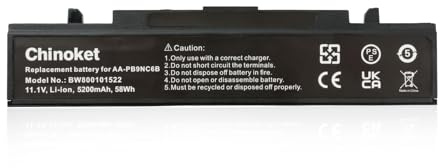 Chinoket 5200mAh AA-PB9NC6B AA-PB9NS6B Batteria per Samsung R519 R530 R540 R580 R780 RV511 RC520 R522 NP350V5C NP300E5C NP300E5A NP350E5C NP300V5A NP300V5A 550P5 C AA-PB9MC6W AA-PB9MC6B