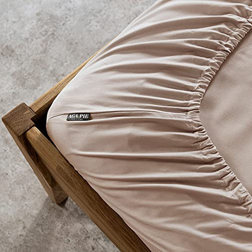 AGAPIE - Bambus Lyocell Kinder-Spannbettlaken 70x140x20 cm - Beige, 100% Bio Oeko-Tex 100, für Allergiker, Antibakteriell, Ganzjahres-Bettwäsche, Atmungsaktiv, Geruchshemmend, Besonders sanft