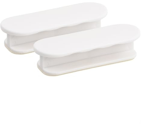 Husalsea 2 PCS Cupboard Handles, Self-Stick Drawer Handles, Recessed Door Handles, Plastic Cabinet Door Handles, Oval Sliding Window Pulls for Kitchen, Wardrobes, Dressers, Closets, Beige