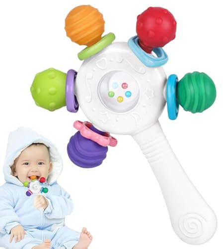 Lebensmittel - Qualität Baby Beißringe Zahnring - BPA - frei, Würgerecht - Design, Griffstärkung, geeignet für Hörentwicklung und Zähneentwicklung, ideal für Babys im Alter von 0-36 Monaten (Weiß)