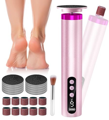 Pedicure Elettrico Professionale Piedi – 2 in 1 Rimuovi Calli Elettrico con Display LCD, Raspa Piedi per Pelle Dura, Screpolata e Morta, Set per Cura dei Piedi (Rosa)