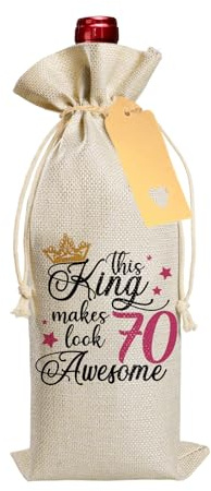 70th Birthday Gifts for Men, Drawstring Wine Gift Bag with Label and Rope, Funny 70th Birthday Wine Bag Gifts for Party Decorative, Best Friend, Fathers, Brotherly, Men Personalised Birthdays Gift