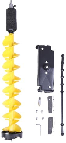 Fafeicy Kit de Barrena para Hielo de 6 Pulgadas, Carburo Cementado Flexible y Ligero para Hielo Grueso con Adaptador de Taladro para Pesca en