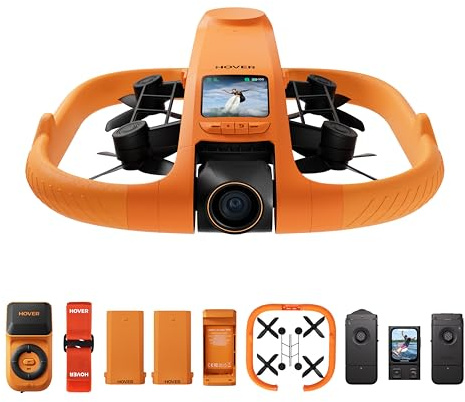 HOVERAir AQUA Telecamera volante, drone segui-me impermeabile IP67 con fotocamera per sport acquatici, 34mph, 10+ modalità di volo, slow motion 4K 100fps HDR, controllo manuale (Land & Sea Combo)