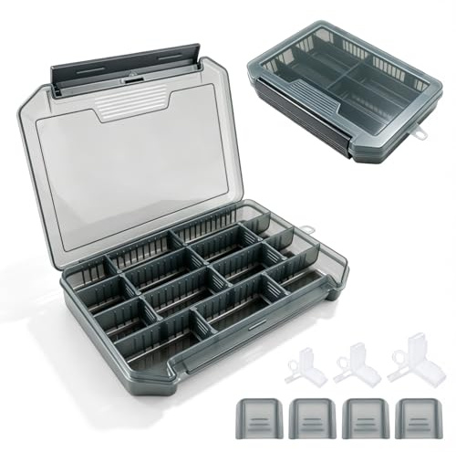 Seconero 2 Pcs Fishing Tackle Box, Plastic Lure Box, 20.5 x 14.5 x 2.7cm