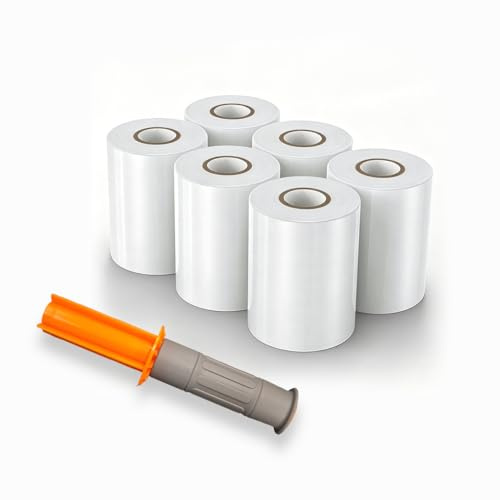 FRENAL Lot de 6 Mini Films Étirables Transparents avec Poignée, 12.5 cm x 150 m, 23 Microns, Film Emballage pour Colis, Cartons, Protection et Stockage