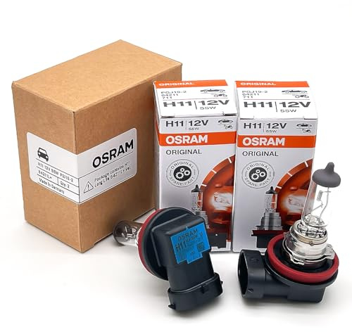 OSRAM H11 OEM Original Standard Halogen Headlight Bulbs 12V 55W 64211L+ (Long Life) Made in Germany | Pack of 2