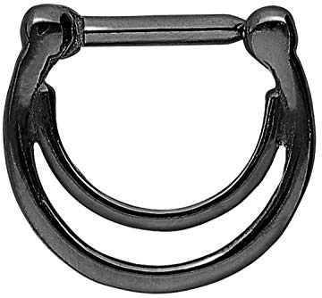 PIERCINGLINE Chirurgenstahl Clicker Piercing Septum Tragus Helix Doppelring Schwarz