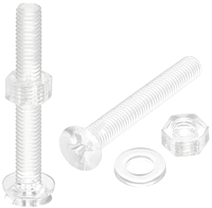 sourcing map 20 Sätze Kreuzschlitz Maschinenschrauben M5 x 40mm Kunststoff mit Muttern und Unterlegscheiben PC Flachkopf Maschinenschrauben Transparent