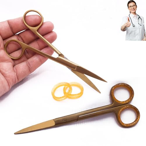 MEDICAL PRO Forbici per dissezione operativa per infermieristica medica Punte affilate Forbici dritte Forniture ospedaliere in acciaio inossidabile Clinica domestica (Oro, 7,5 pollici)