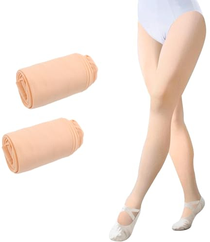 YzmrBdqc 2 Paar Ballett-Tanz-Strumpfhosen mit Fuß, wandelbare Ballett-Leggings, Strumpf für Kinder, Studenten, Alltag, ultraweiche Füße, enge Leggings zum Üben, Hautton, 152