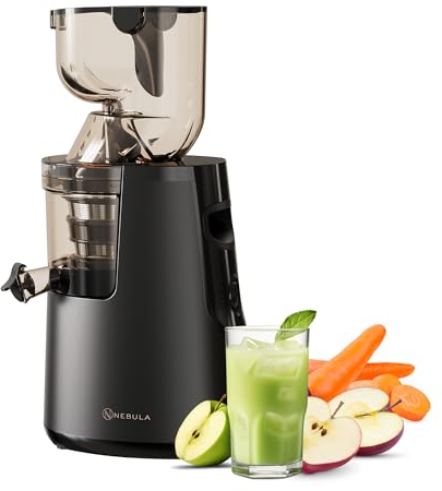 Nebula Grande 150W Electric Cold Press Slow Juicer Black, 80mm Self-Feeding Chute for Whole Fruits, Masticating Juicers for Whole Fruit & Vegetable, Cold Press Juicer Machines