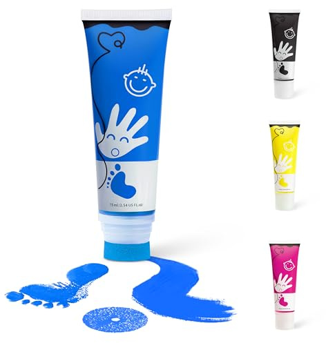 Sortnic Baby Hand and Footprint Paint with Sponge Head, 2.54 fl oz, Non-Toxic & Acid-Free, Washable Baby Safe Paint for Newborn Keepsakes, Dog Nose & Paw Prints, Ideal New Mom Gift - Blue