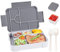 Criveple Brotdose Kinder mit Fächern, 1330ml Brotdose für Kinder/Erwachsene, Lunchbox Schule, Mikrowelle/Spülmaschinenfest, Auslaufsichere Brotdose mit Löffel Gabel Salat Soßen Box (Grau)