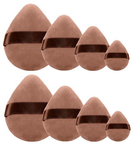 8 Stück Dreieck Makeup Puderquaste 4 Größen Makeup Puderquasten Powder Puff Kosmetik Gesicht Puderquaste Schwämmchen für Loses Puder oder Foundation Rouge Dual-use Make-up-Werkzeug, Braun