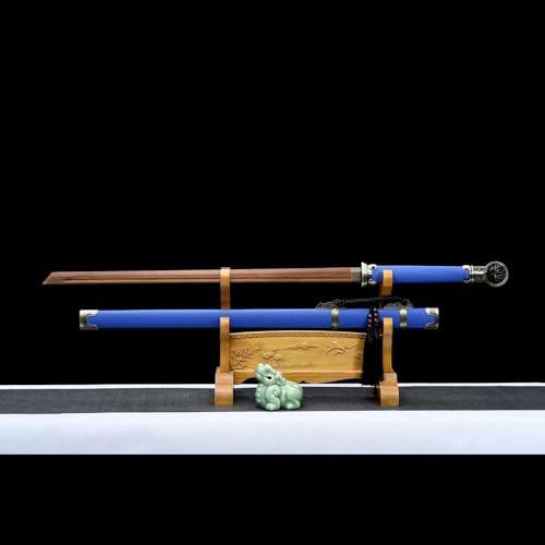 HJHUUA Épée Droite en Bois,Longueur Totale 105 cm,Fourreau en Bois Massif enveloppé de Cuir,épée en Bois Faite à la Main pour Accessoires de Cosplay,décoration,Mascarade,Kendo,Arts Martiaux