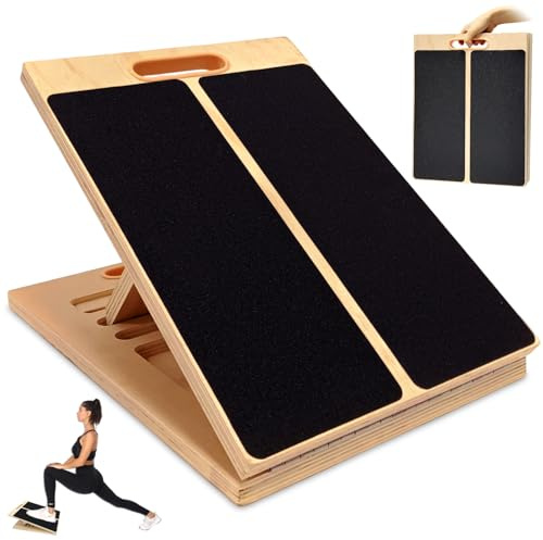 Audasi Tabla Inclinada para Estirar Pantorrillas, Tabla Inclinada Ajustable de Madera tabla de Ejercicios de Madera Fitness para Estiramientos de Pantorrillas Tobillos Piernas y Sentadillas Training