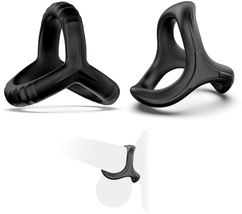 Mayoii 2PCS Triangle Cock Ring, Black Silicone Penis Ring, Sex Toys for Men, Stretchy Cock Rings Male Sex Toys for Longer Erection, for Couples Gay Mens Sex (B)