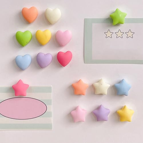 32 Piezas Imanes de Nevera con Corazón Estrellas 3D, Imane Pequeños Decorativos de Colores, 3D Potentes Imane para Refrigerador, Oficina y Hogar, Decoración y Regalo