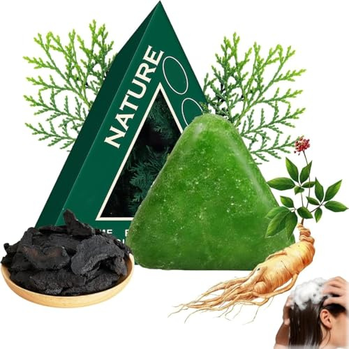 Nature Triangle Shampoo Bar, Nature Seven Green Soap Shampoo, shampoo solido naturale a base di erbe, cura detergente e nutriente delicato per capelli dall'aspetto sano (1 pz)