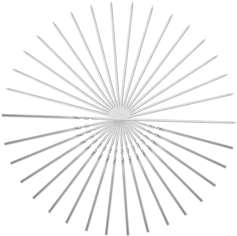 DOITOOL 20 Piezas Unidades Brochetas Barbacoa Acero Inoxidable Planas Reutilizables Antideslizantes para Parrilla y Utensilios Barbacoas