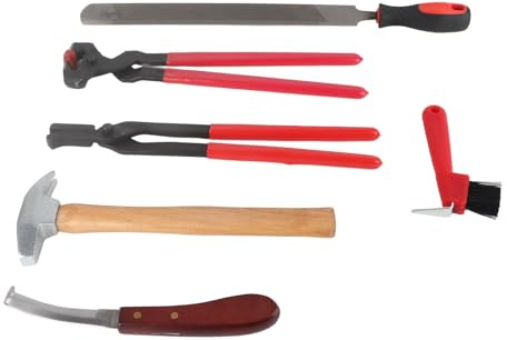 Qcwwy Herramientas de Corte de Pezuñas para Herrador, Construcción de Aleación para Caballos, Burros, Vacas, Ovejas, Suministros para el Cuidado de Caballos, 6 uds.
