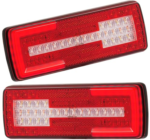 DARKGUARD 2 x bakljus släpvagnsbelysning LED baklyktor 12V/24V vattentät bakljus för släpvagnar personbil jordbrukstraktor, 6 funktioner med dimljus-backljus och reflektor