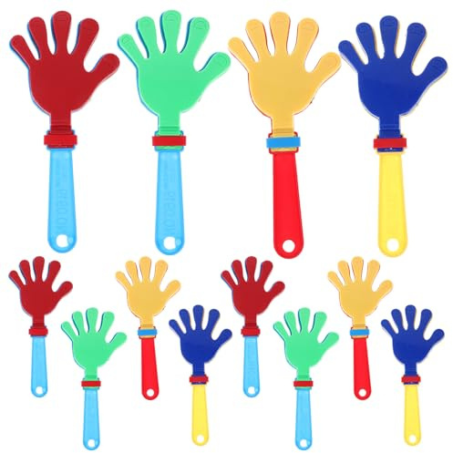 Amosfun 12 Matracas de Mano de Plástico Color Aleatorio sin Luz, Juego de Aplausos para Fiestas Infantiles, Regalos, Juguetes Ligeros y Seguros para Cumpleaños