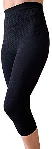 Bioflect® Capri Compression Leggings with Bioactive Fibers and Raised Massaging Knit for Support and Comfort - Black XL